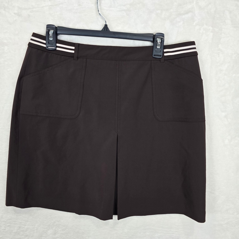 Fairway & Greene Brown Golf Tennis Skort Striped Waistband Size 10 short